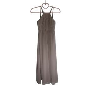 Azazie Women's Bridesmaid Dress Size 18 Chiffon Halter Maxi Gown in Blush Pink